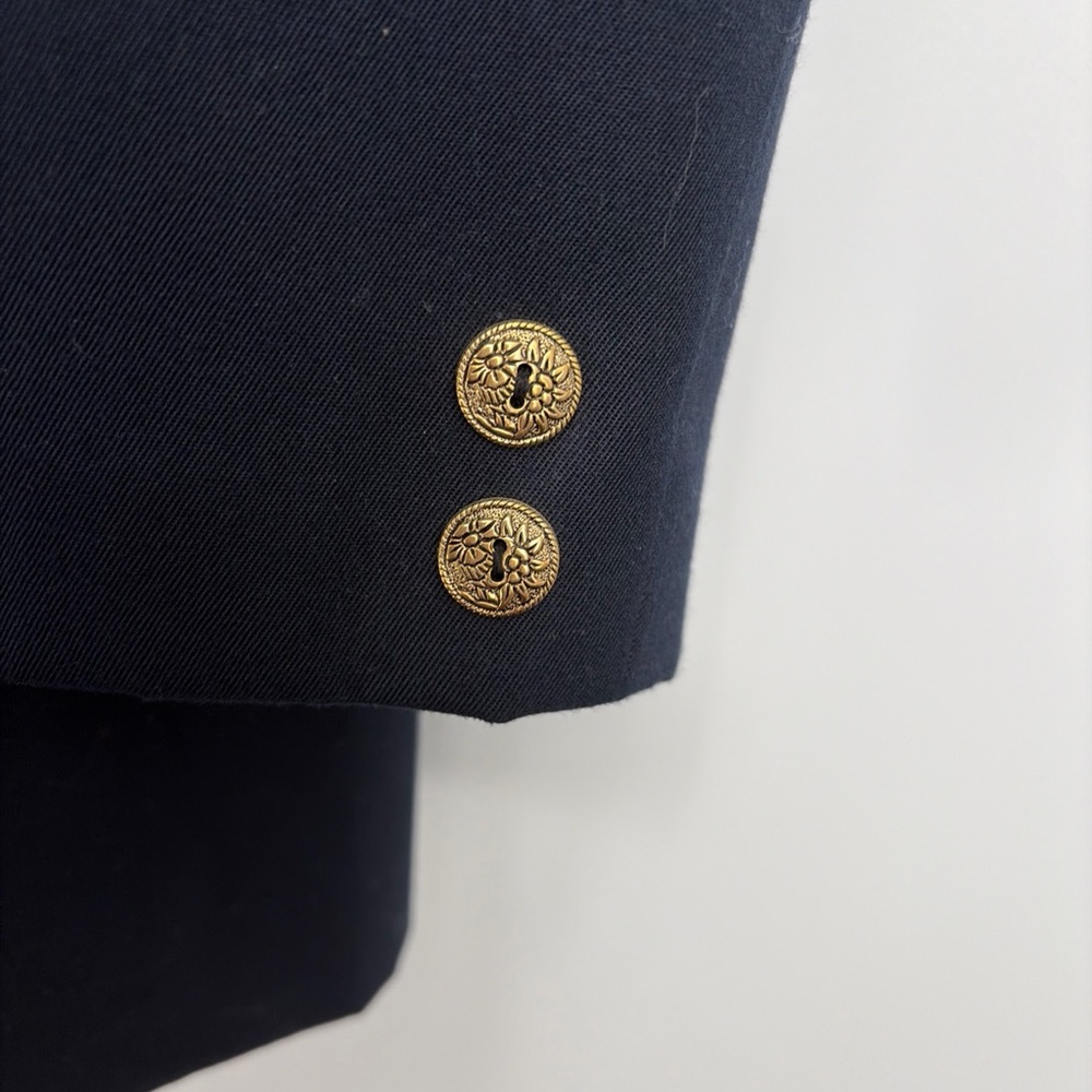Ladies Medium Blue Scully Western Jacket Blazer W Gold Floral Buttons - Picture 4 of 5